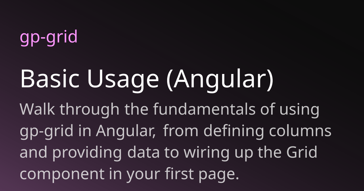 Basic Usage (Angular) | gp-grid