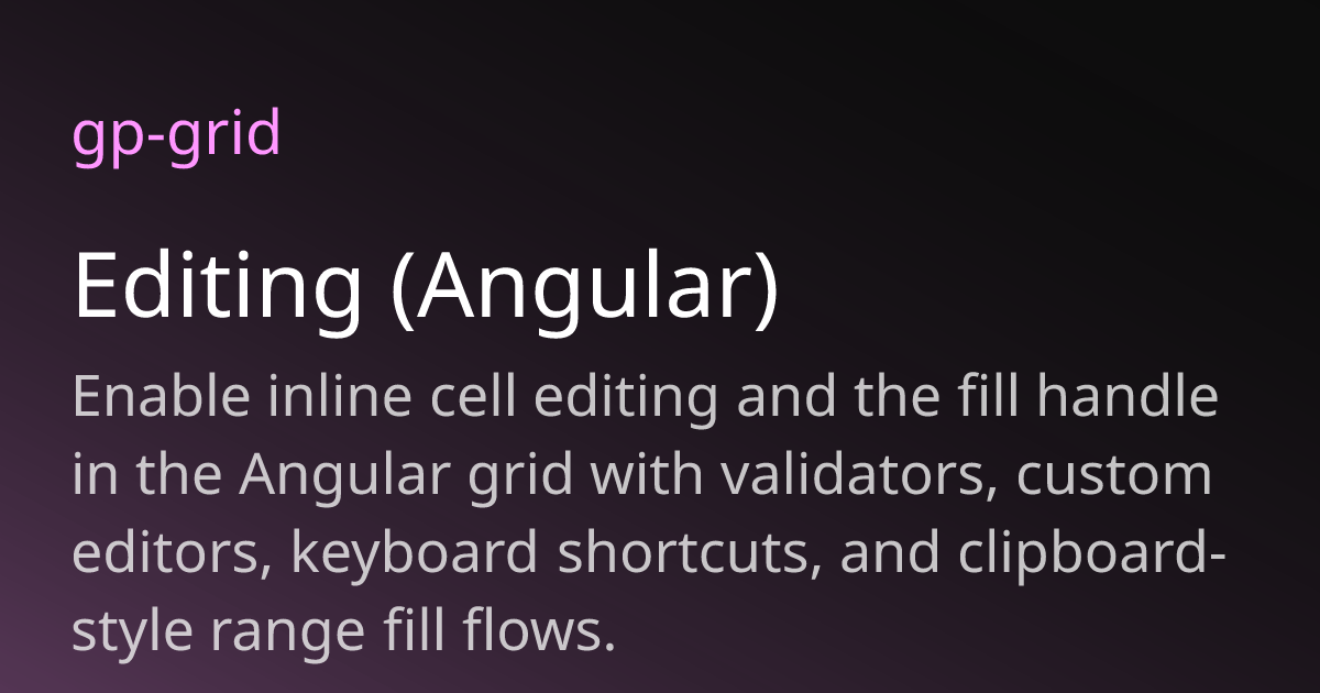 Editing (Angular) | gp-grid