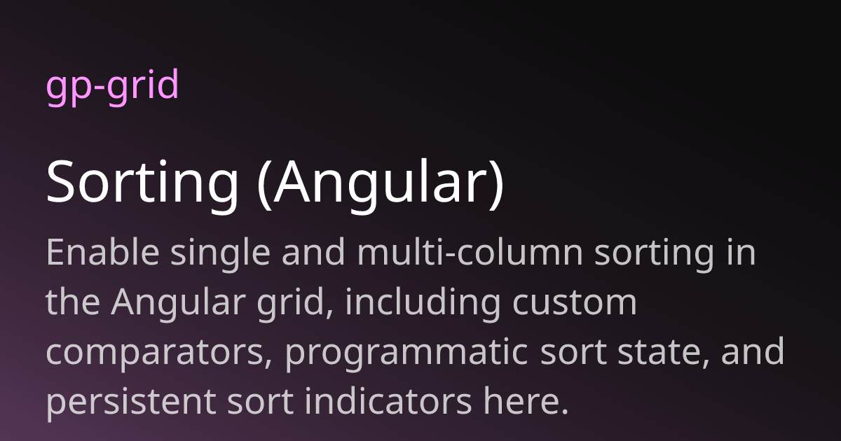Sorting (Angular) | gp-grid