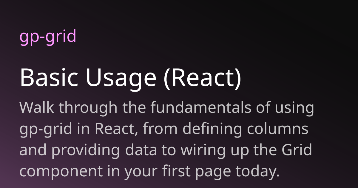 Basic Usage (React) | gp-grid