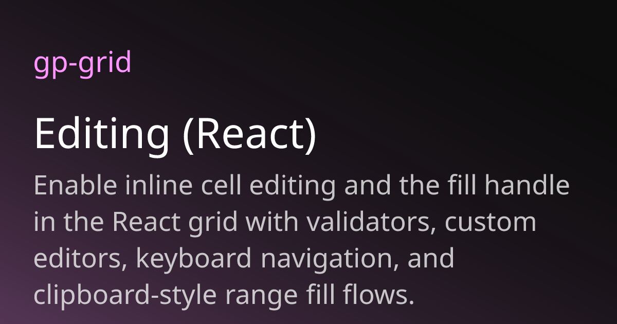 Editing (React) | gp-grid