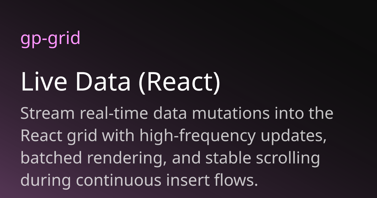 Live Data (React) | gp-grid
