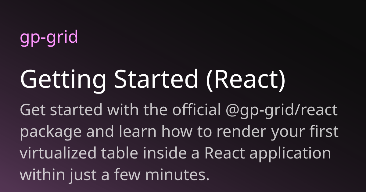 Getting Started (React) | gp-grid