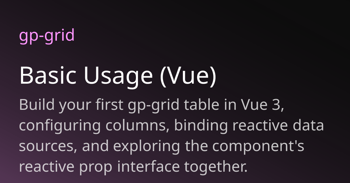 Basic Usage (Vue) | gp-grid