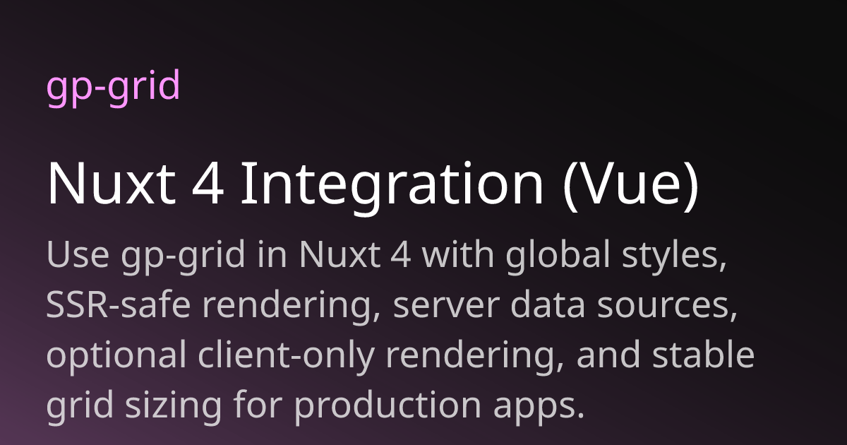 Nuxt Integration (Vue) | gp-grid